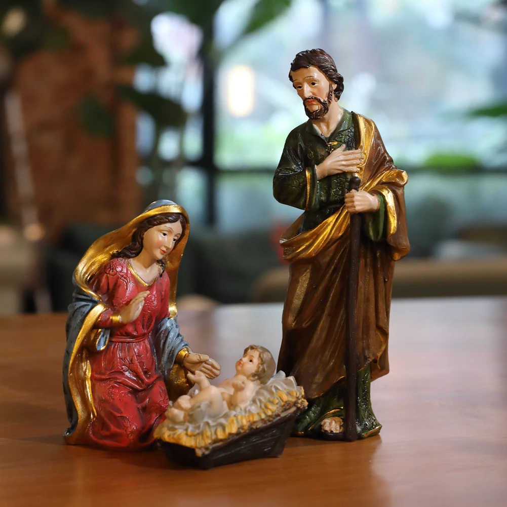 Loving nativity scene set figurines custom resin statue religious baby Jesus statue home decor gifts