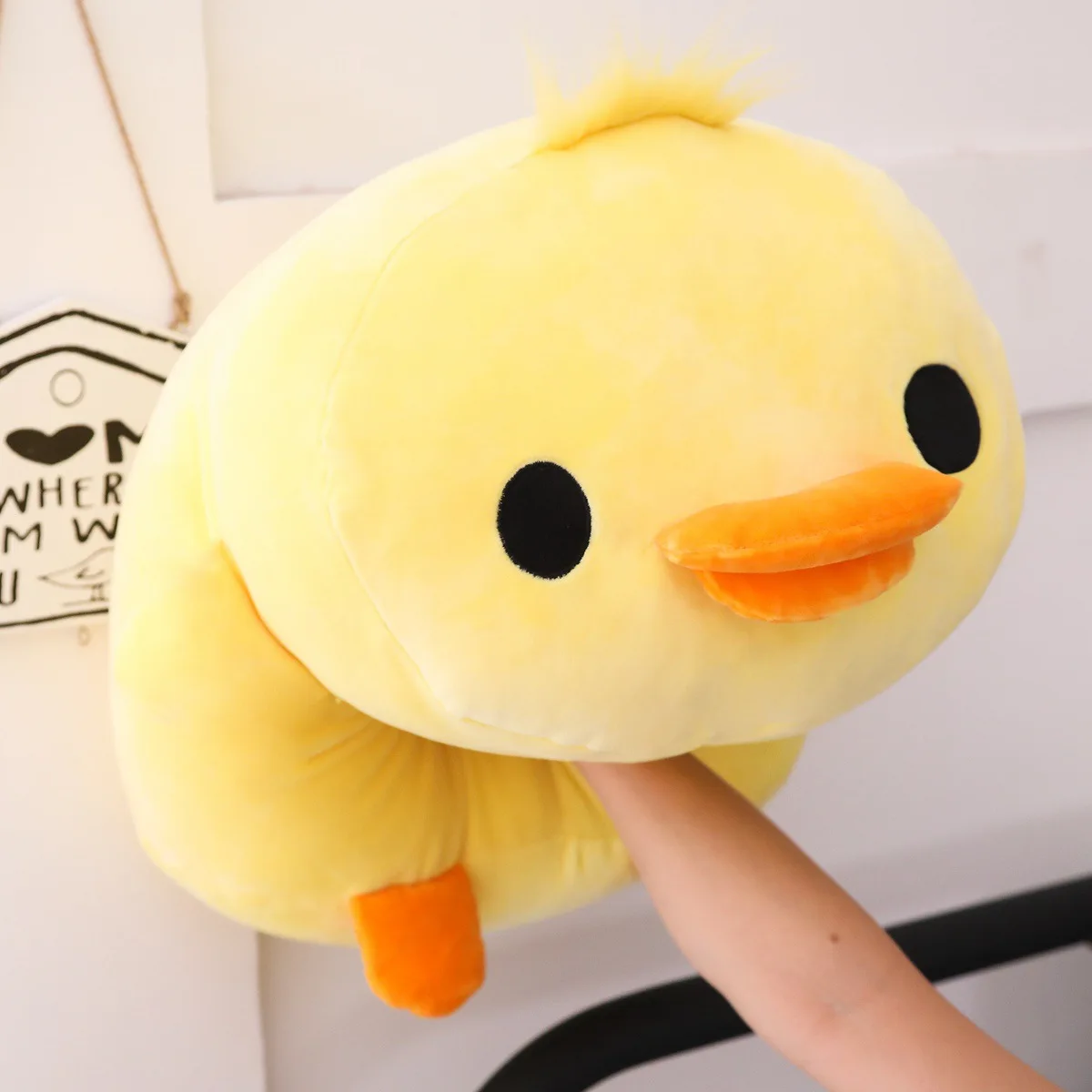 2022 Cute soft down cotton lying duck pillow yellow chicken doll plush toy soft kawaii hugging plush toys gifts for kids
