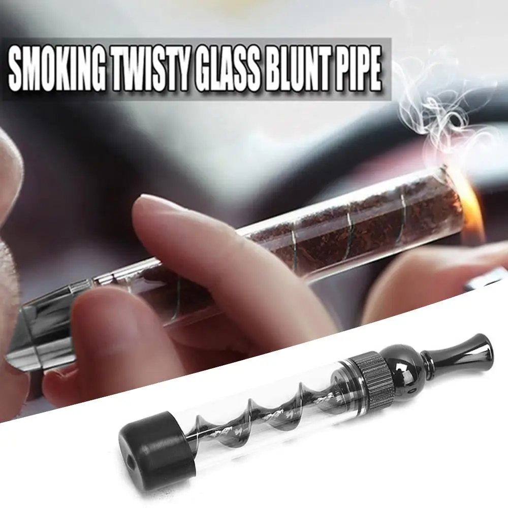 Portable 7PMINI Glass Twisty Blunt Dry Herb Pipe Dry Burning Vapor Smoking Tobacco Filter Pipe Weed Accessories Gift for Men