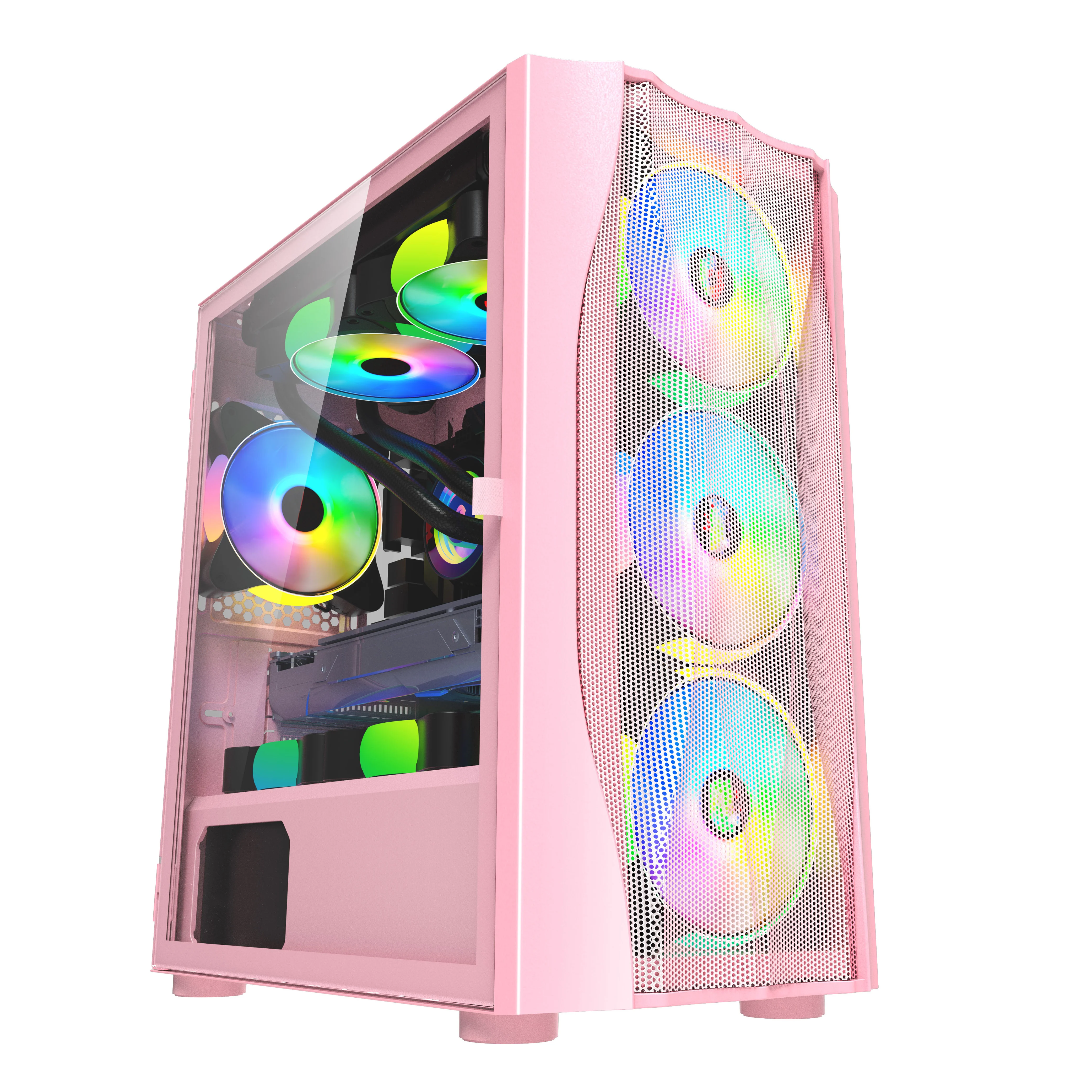 wholesale desktop custom glass btx plexiglass with fan desktop led mid tower boitier pc gamer cpu case