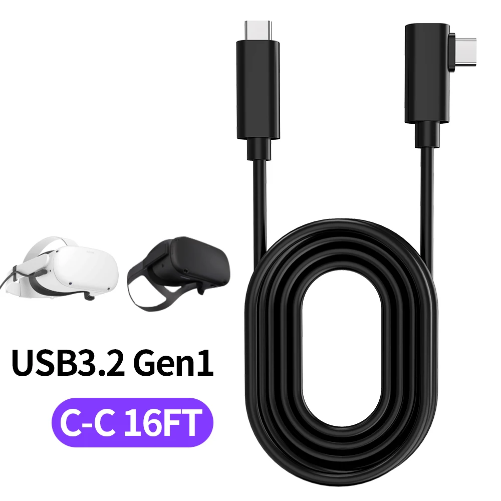 Laudtec 5M Data Line Charging Cable for Oculus Quest 2 Link Type C Data Transfer USB-C to Type-C Cable 20V 3A Charger