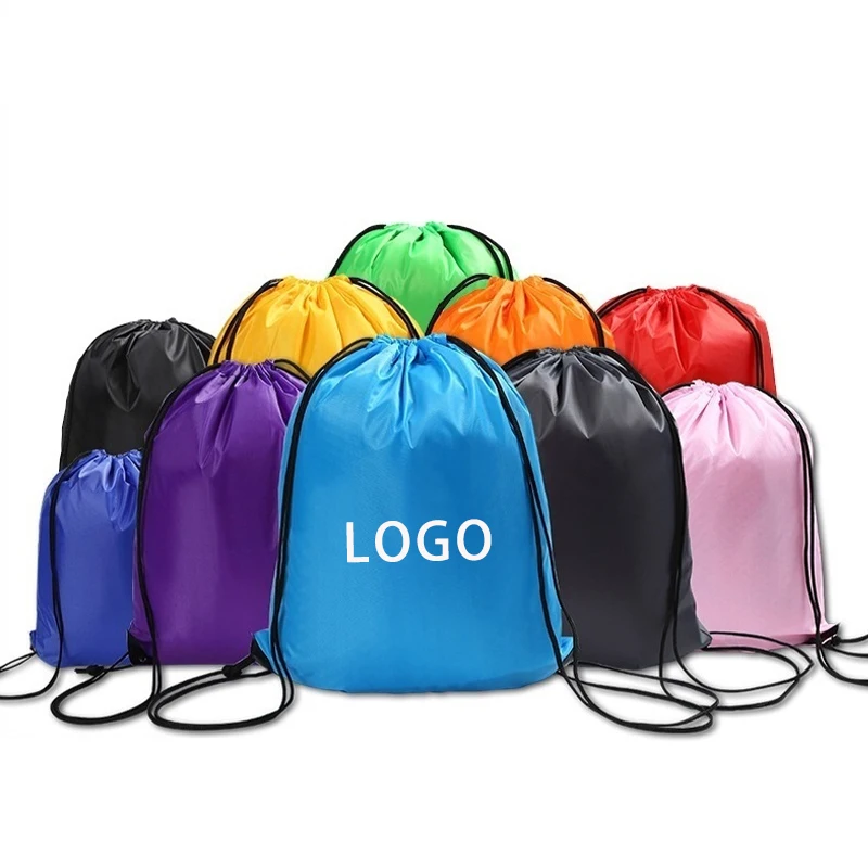 Promotional Custom Logo Size Color Polyester Drawstring Bag Sport Drawstring Backpack for Travel Storage