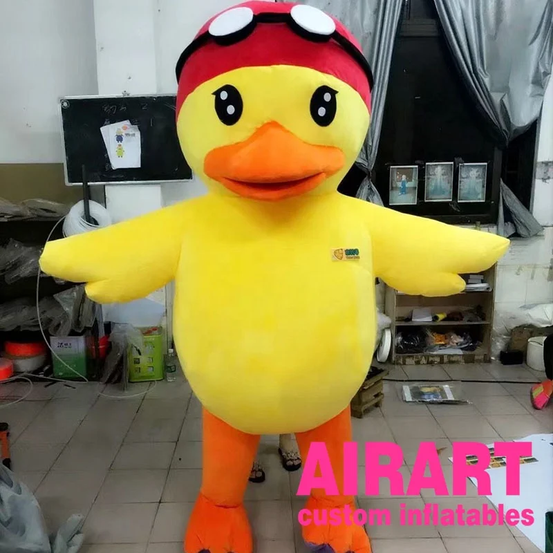 custom children party duck cartoon mascot costume,fancy dress performance human size animals toy dress (1600519235616)