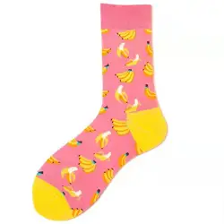 F023 Color fruit series strawberry watermelon pear dragon fruit color men long tube cotton socks