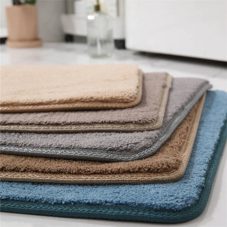 Non-Slip Soft Shower Rug Plush Microfiber Water Absorbent Thick Shaggy Floor Carpet Bath Mats
