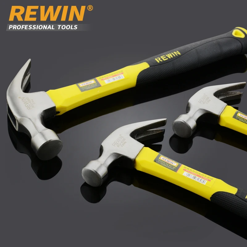 Rewin Claw Hammer Plastic Soft-Grip Handle 0.25kg High Carbon Steel Hand Tools for Nailing