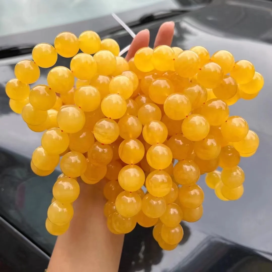 Made In China Superior Quality Natural White And Yellow16-18mm Baltic Amber Stone Loose Ball Beads Muslim Prayer Bead