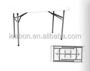 Rectangular portable folding plastic table for indoor and outdoor uses