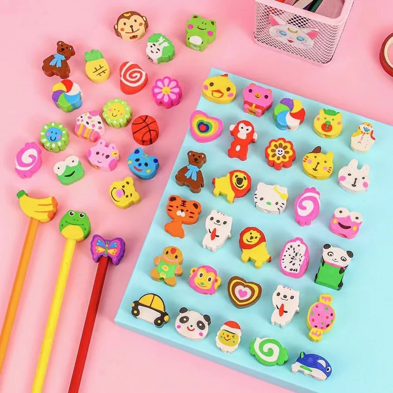 Cartoon School Cute Eraser Stationery Set Fancy Animal Fruit Vegetable School Office Supplies Student Kawaii Kids Eraser