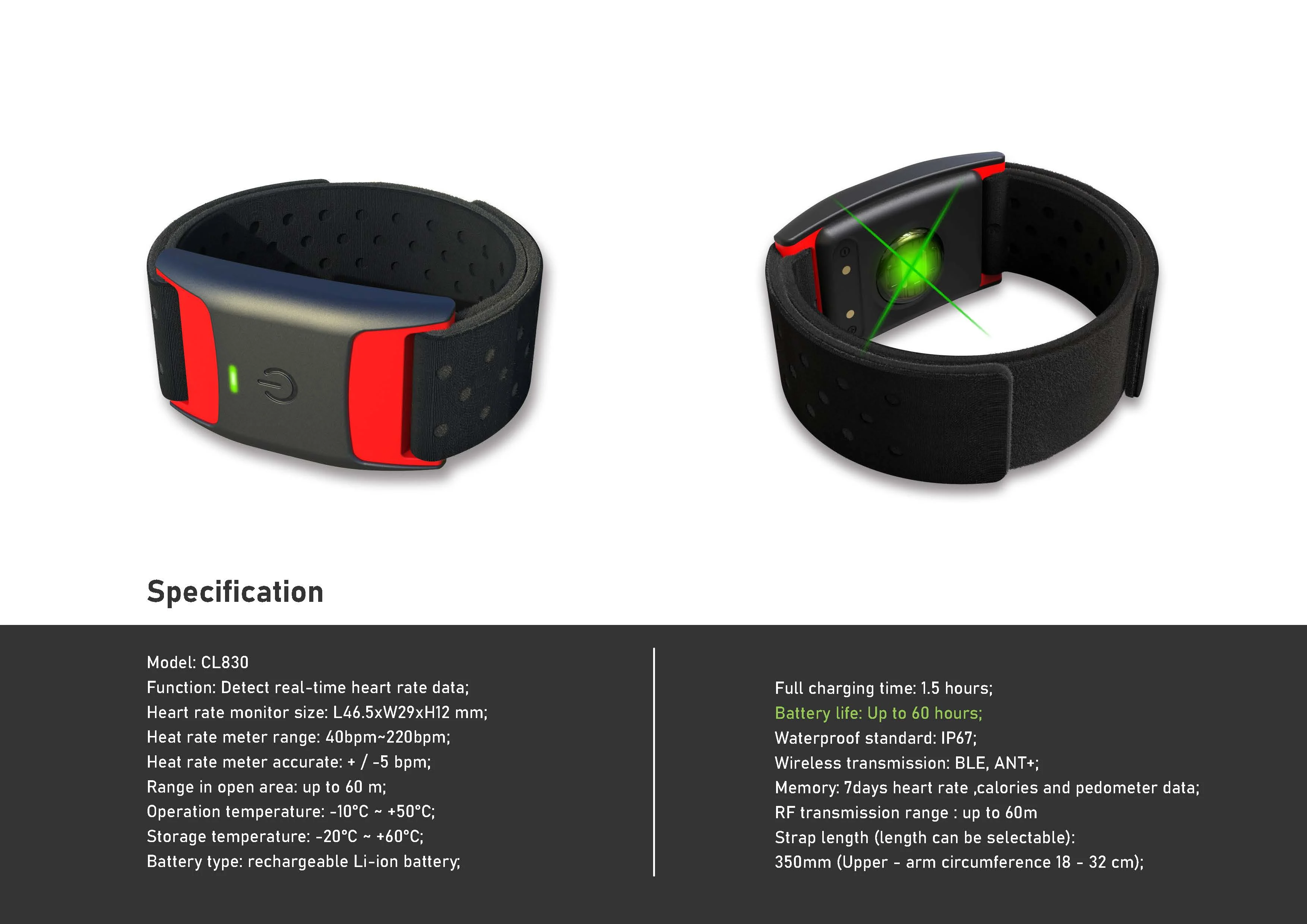 Armband Heart Rate Monitoring Scientific and Effective Fitness Tracker for Professional Training of Adults in gym