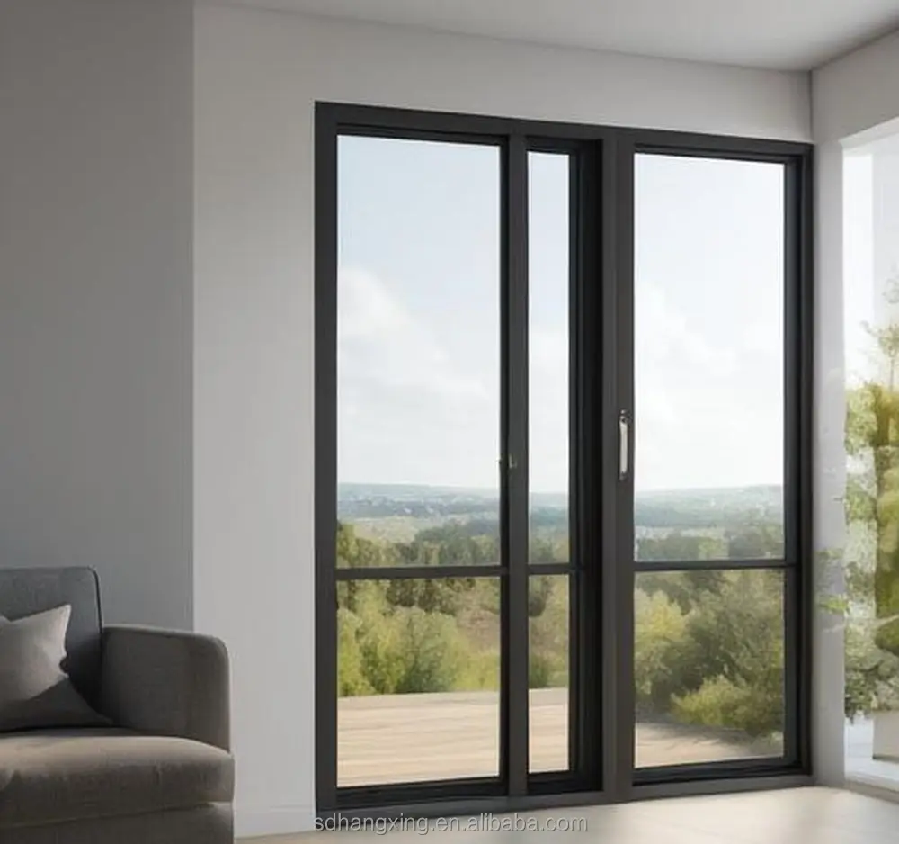 Modern Outdoor Double Sliding Aluminum Casement Door with French Glass Front Balcony Anti-Theft Feature