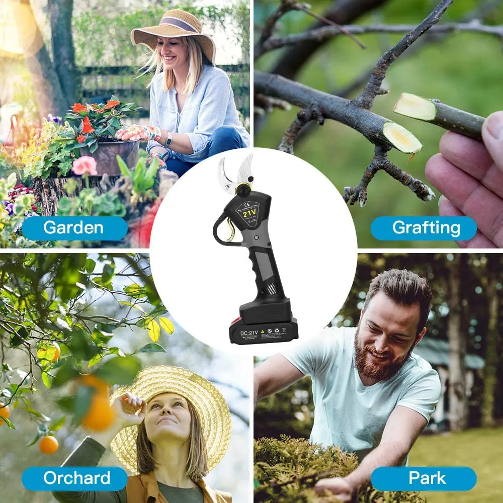 
Professional Cordless Electric 21V 2.0Ah Lithium Battery Tree Branch Cutter Orchard Fruits Pruner Power Scissor Pruning Shears 