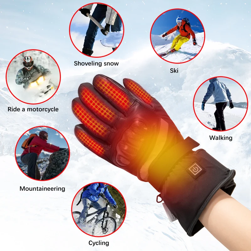 2022 New Version Electric Heating Gloves Usb Hand Warmer Rechargeable Battery Powered Heated Ski Motorcycle Gloves