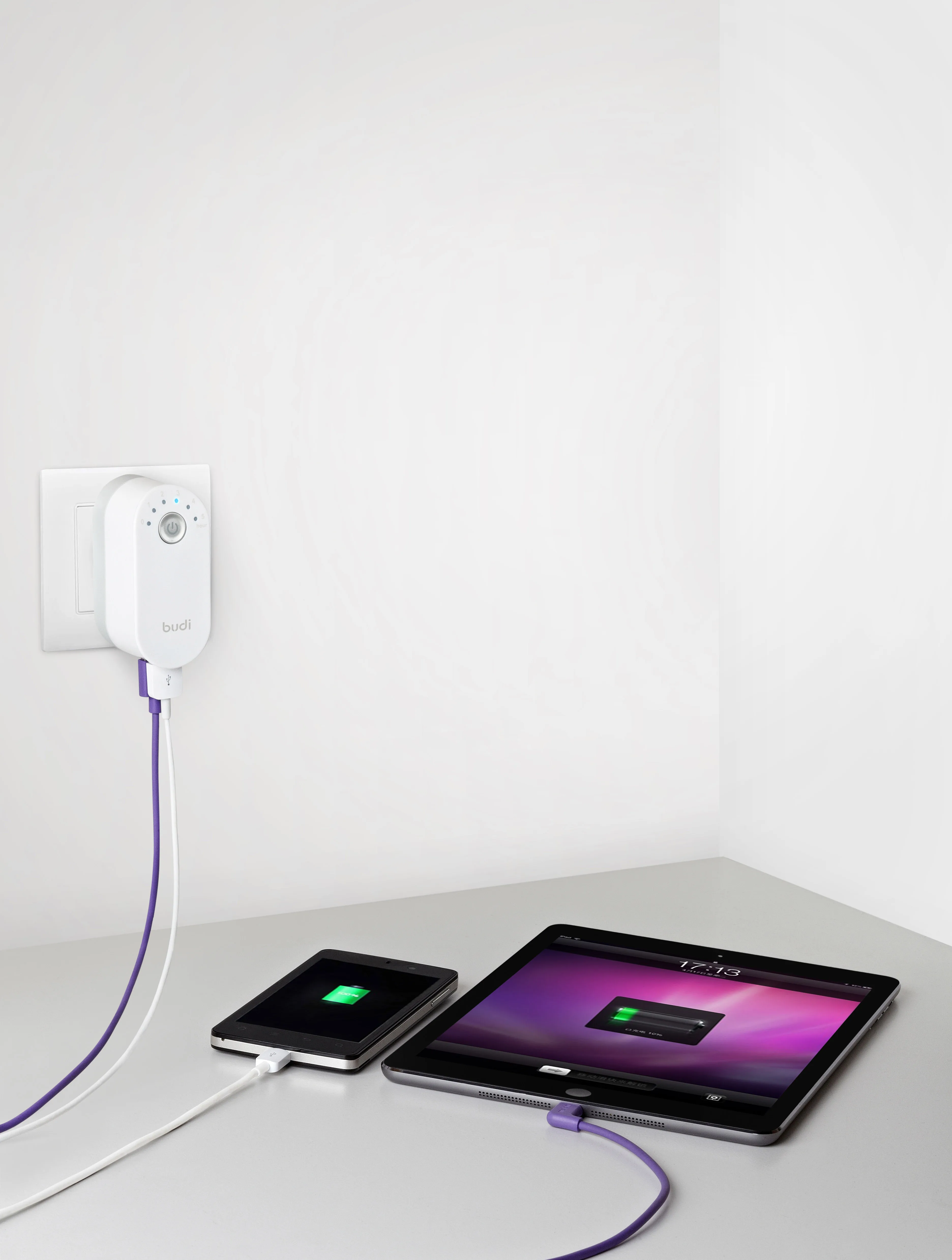 budi/oem new arrival dc timer switch charger fast mobile charger foldable plug with 2 usb timer charger