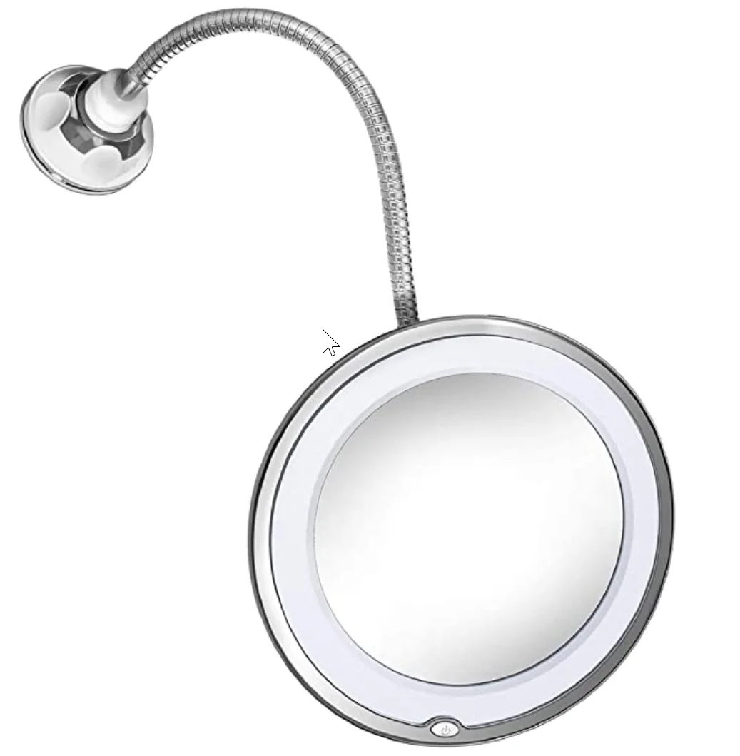 Bathroom hotel LED 360 Swivel Swing Arm wall lighted Flexible Gooseneck 10X Magnifying cosmetic Vanity Makeup Mirror