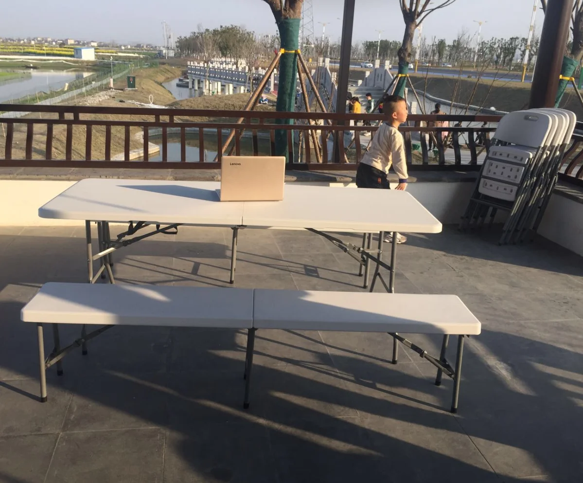 6ft wholesale price outdoor furniture of restaurant Camping picnic tables and chairs HDPE plastic outdoor tables
