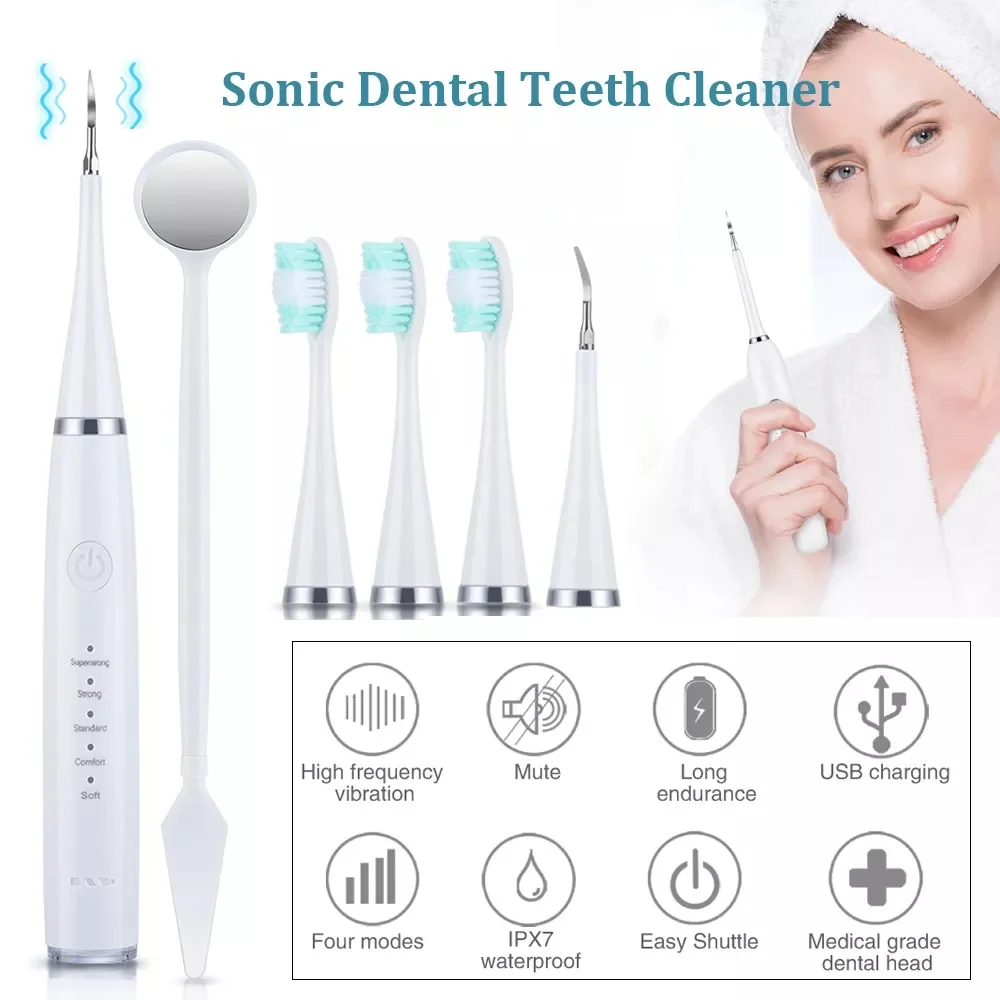 Rechargeable Tooth Polisher Kit with Tooth Polish Paste and Brush Heads Personal Teeth Whitening Devices Dental Care Kit