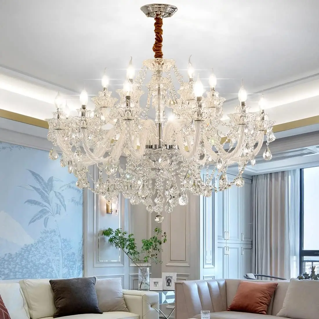 Extra Large Maria Theresa Crystal Chandelier Gold Luxury Hotel Golden Large Lustre En Cristal For Wedding