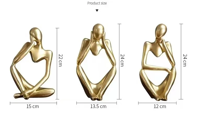 Home Decor Resin Statue Thinker Style Decoration Abstract Sculptures Collectible Figurines for Modern Office Shelf Desktop