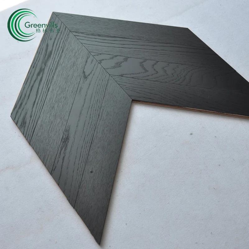 Herringbone wood floor European oak artistic parquet dark color herringbone wood floor
