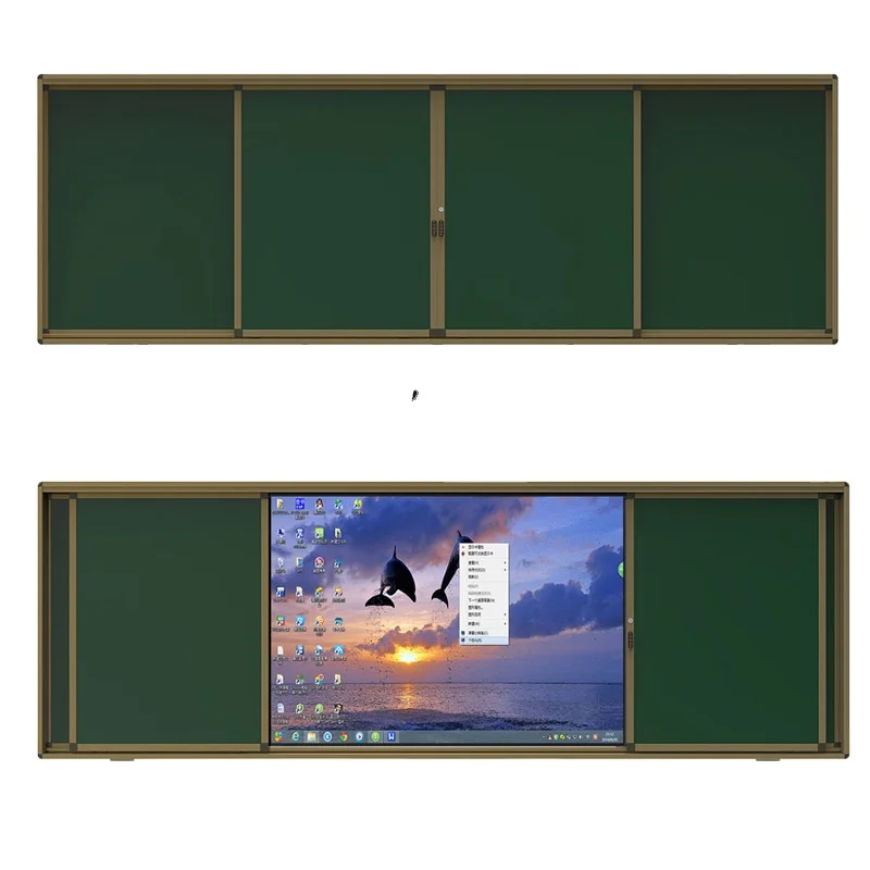 China Chalk Teaching Blackboard TY11 4000*1365mm School Classroom Magnetic Matte Green School Supplier Notice Board LONBEST