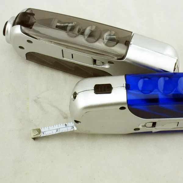 8 in 1 mini multi-funciton screwdriver bit tool kit set with led flash light and level and 1M tape measure