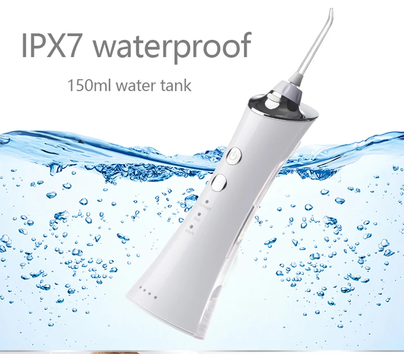 
Cordless Water Flosser Portable Professional Dental Oral Irrigator 150ml Reservoir IPX7 Waterproof With 5 Jet Tips for Home 