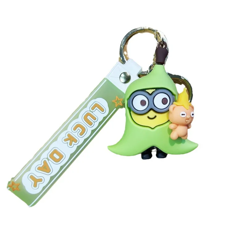New creative cartoon cross dressing hoodie small yellow keychain PVC rubber pendant doll student backpack pendant accessories