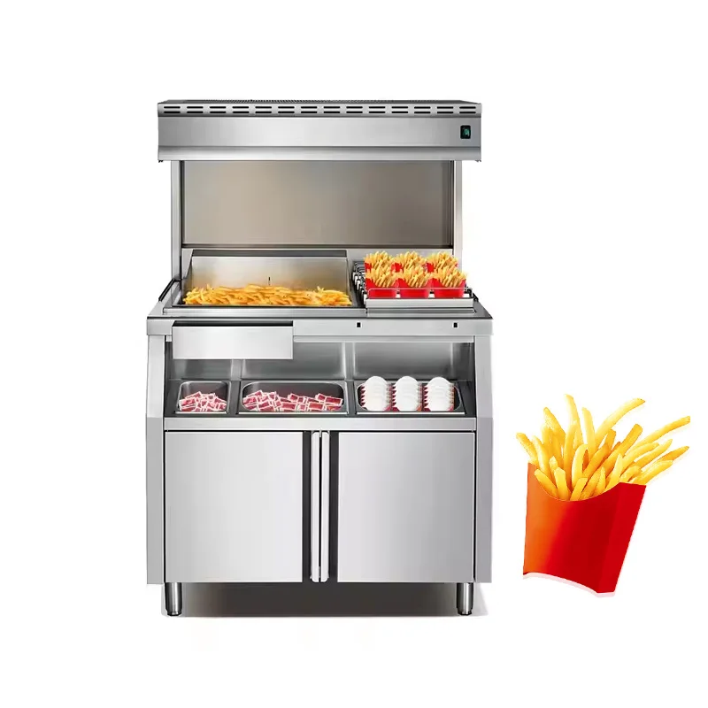 Kitchen KFC Food Display Equipment Free Standing Chips Dump Warming Station Heated Cabinet French Fries vending machine Sanck