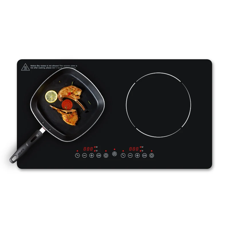 US horizontal type induction stove kitchen appliance 110-120V 1800W built-in 2 induction cooktop