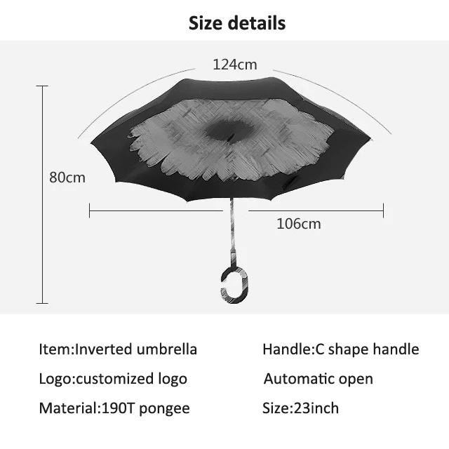 High quality Windproof gift inverted umbrellas with logo printings