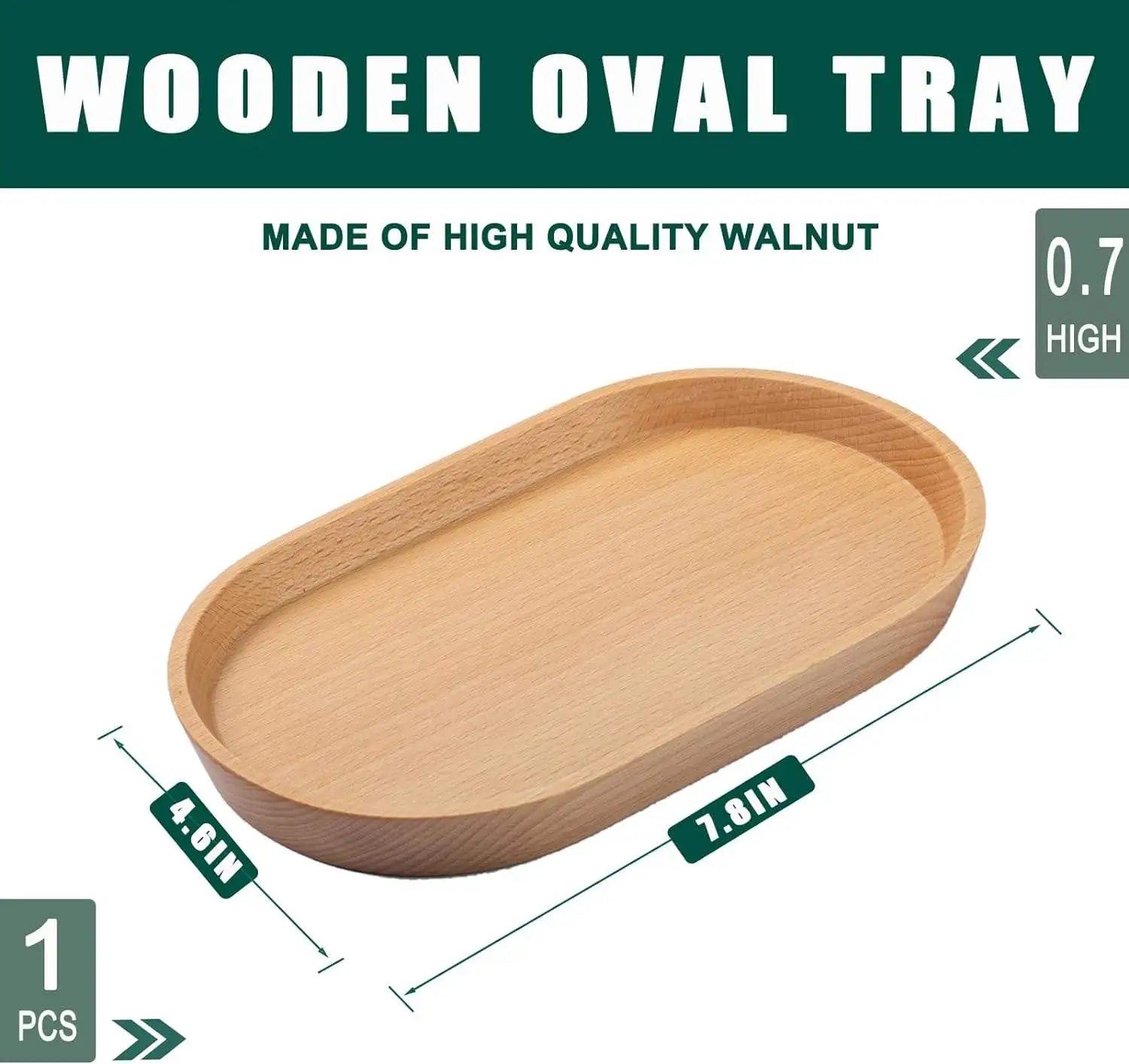 Wooden Serving Tray for Parties, Tea&Coffee Table Tray, Small Oval Wood Plate for Fruit&Snacksnon slip wooden food tray