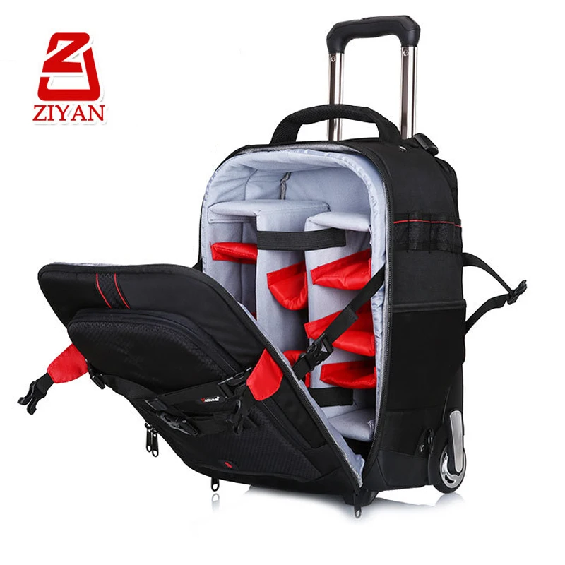 Large Capacity Camping SLR Camera Backpack Trolley Bag With Wheels
