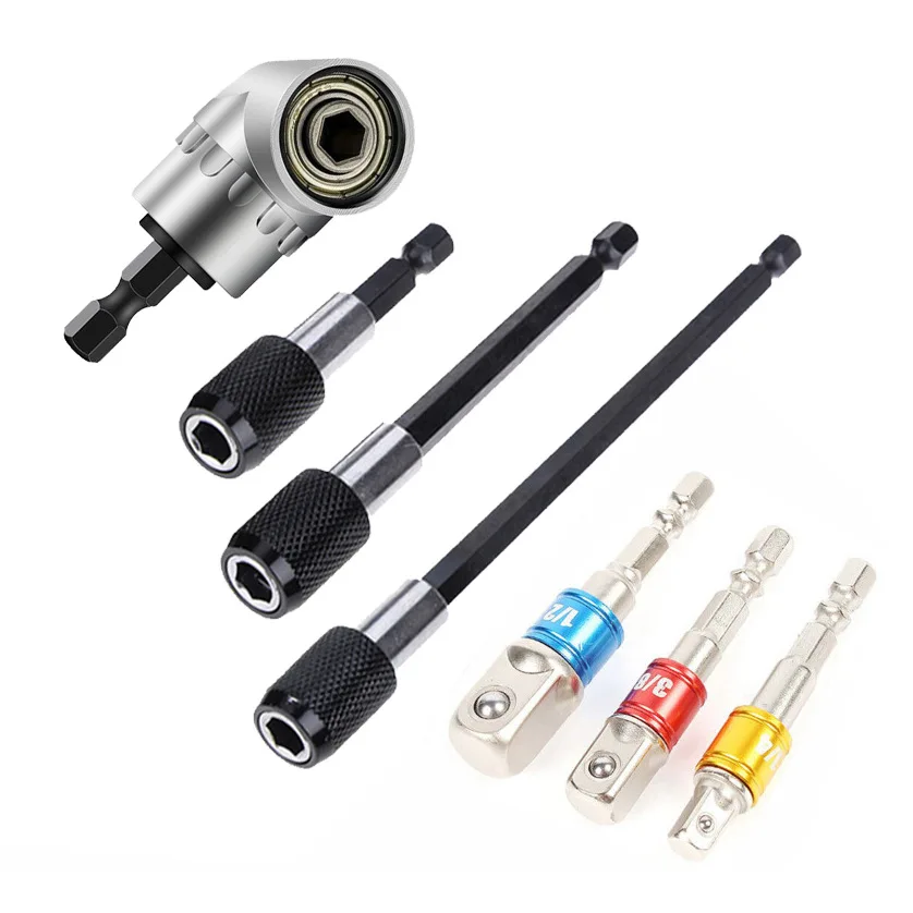 7pcs colorful adapters hexagonal shank square joints aluminum sockets Release Self-locking Post Cardan Shaft Electric Tool Set