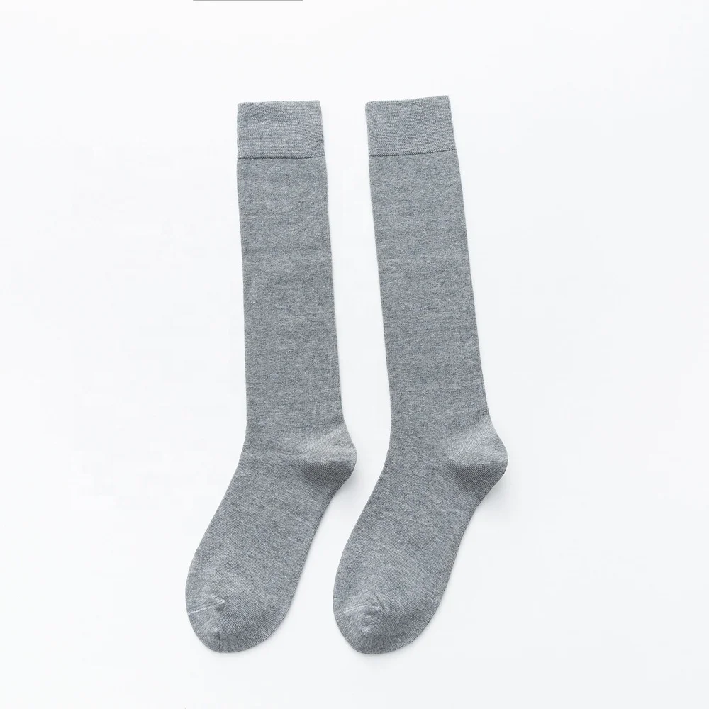 Wholesale Black White Solid School Uniform Calf Socks Women Girl Cozy Cotton Knee Length Socks