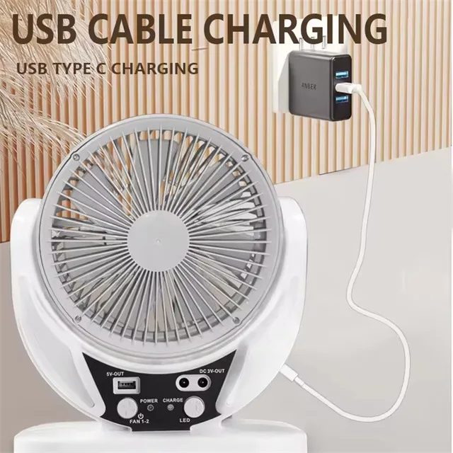 CE FCC Certified Outdoor Small Mini 6 Inch Rechargeable  Electric Solar Powered Table Fan with Solar Panel LED and Battery
