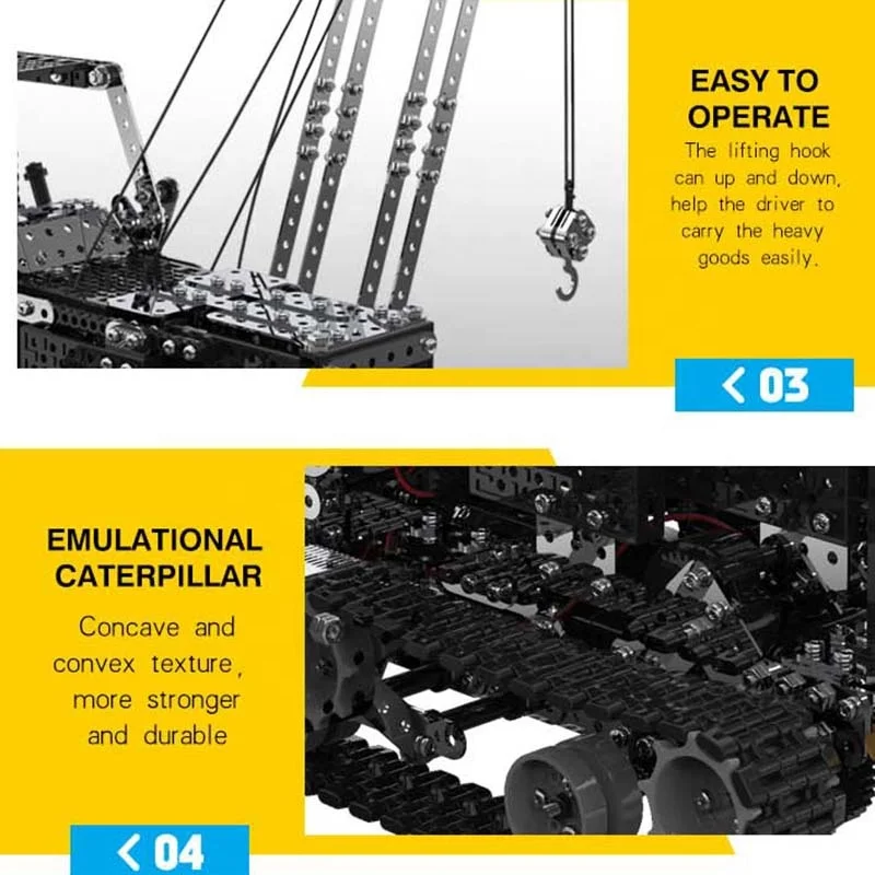 3D Metal Puzzle 1745PCS Metal Building Blocks Set Remote Control Crane Truck Model Engineering Car DIY Assembly Toys For Adults