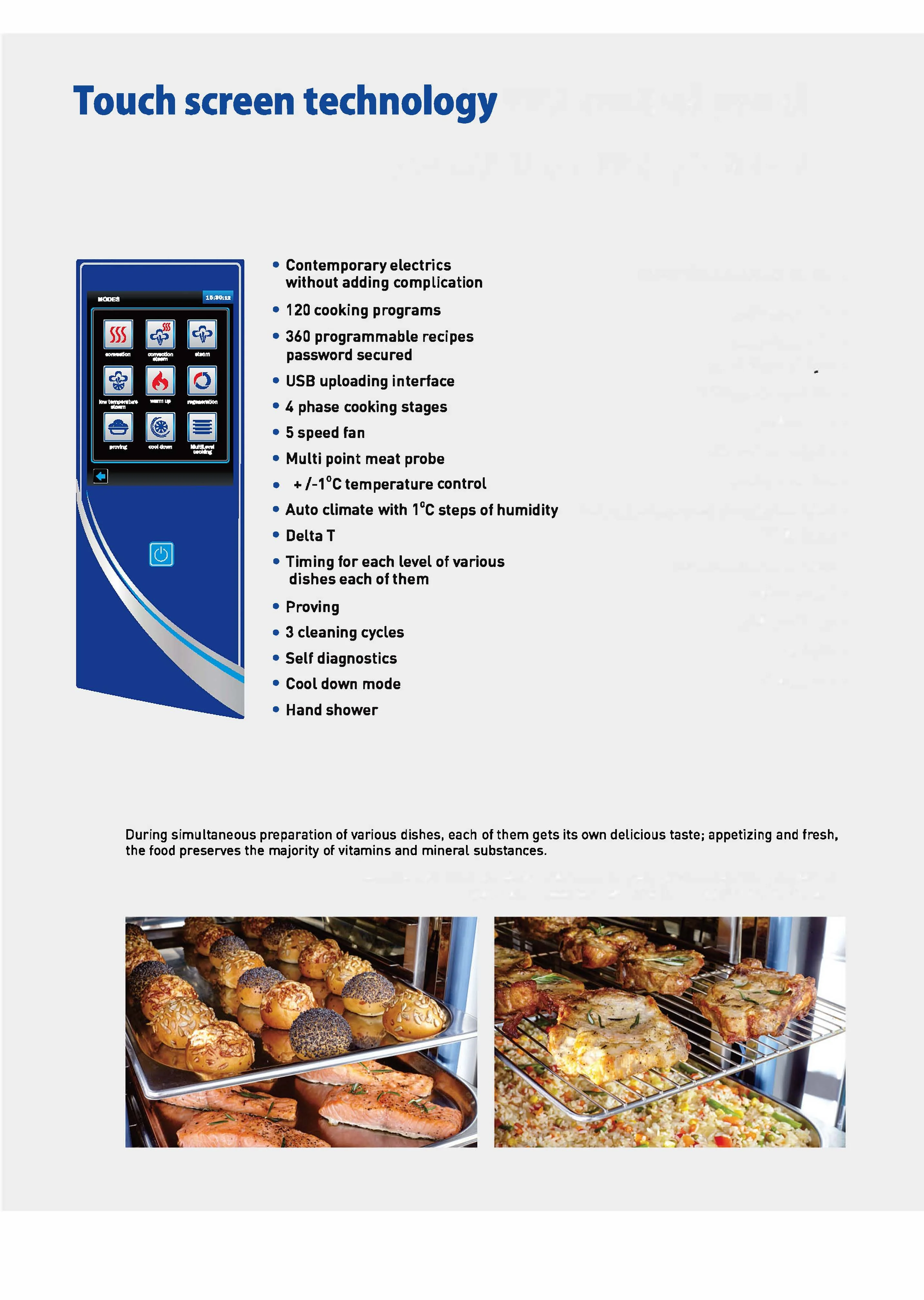 Commercial Catering Equipment Touch Screen 20 Tray Combi Steamer Oven for Bakery and Multi-function