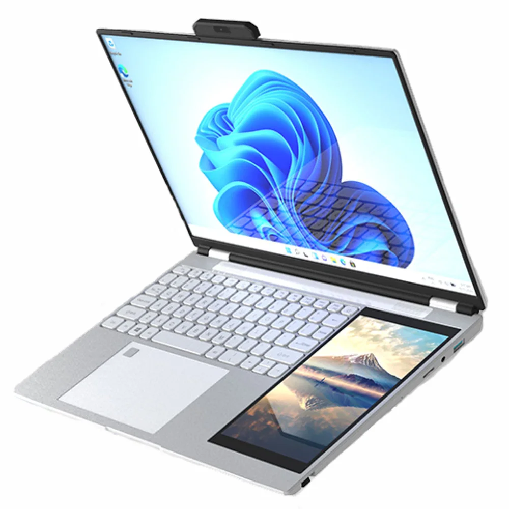 2023 New OEM 15.6 inch IPS Dual screen N5105 Quad Core Touch screen Aluminum laptop fingerprint Metal notebook