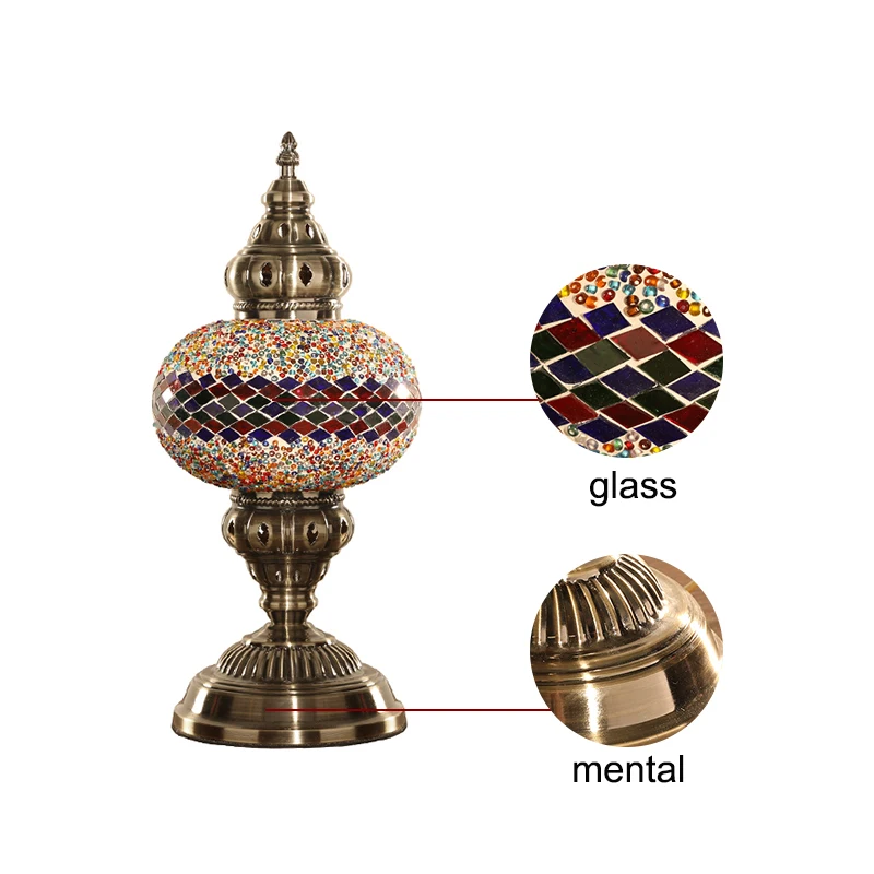 Evershining Turkish Mosaic Glass Material Art home decorative LED table lamps Moroccan Lantern YMA602-17