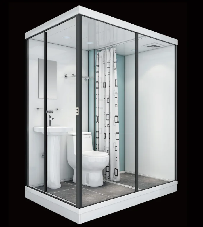 Prefab Indoor All In One Modular Completed Shower Room Cabin With Toilet & Light Modular Bathroom Shower Pod