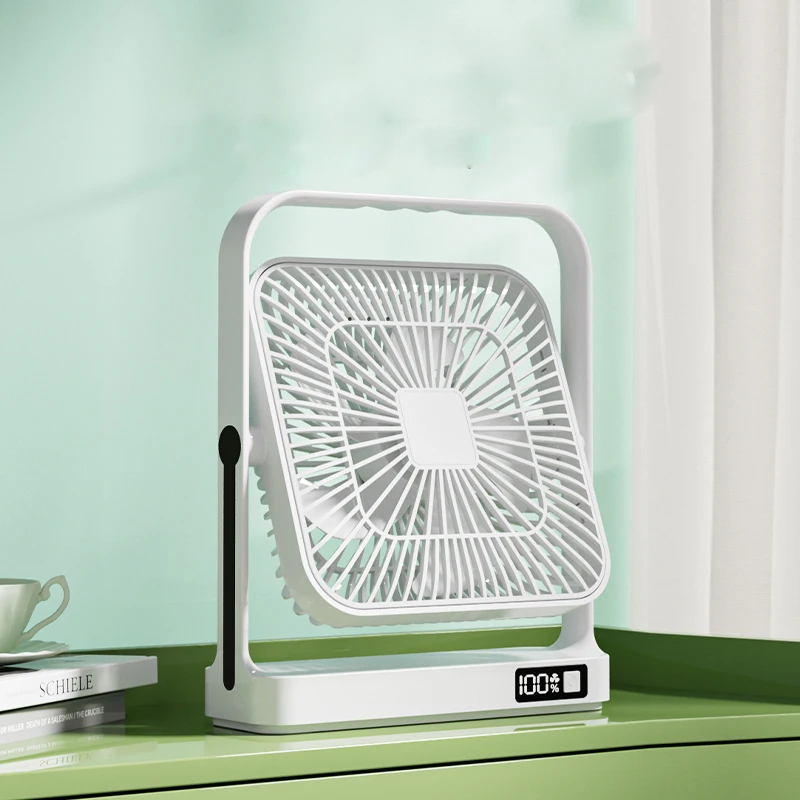 2024 New 4000mah Portable Led Display Summer Desktop Table Cooling Fan With Power Indicator Light For Home Office