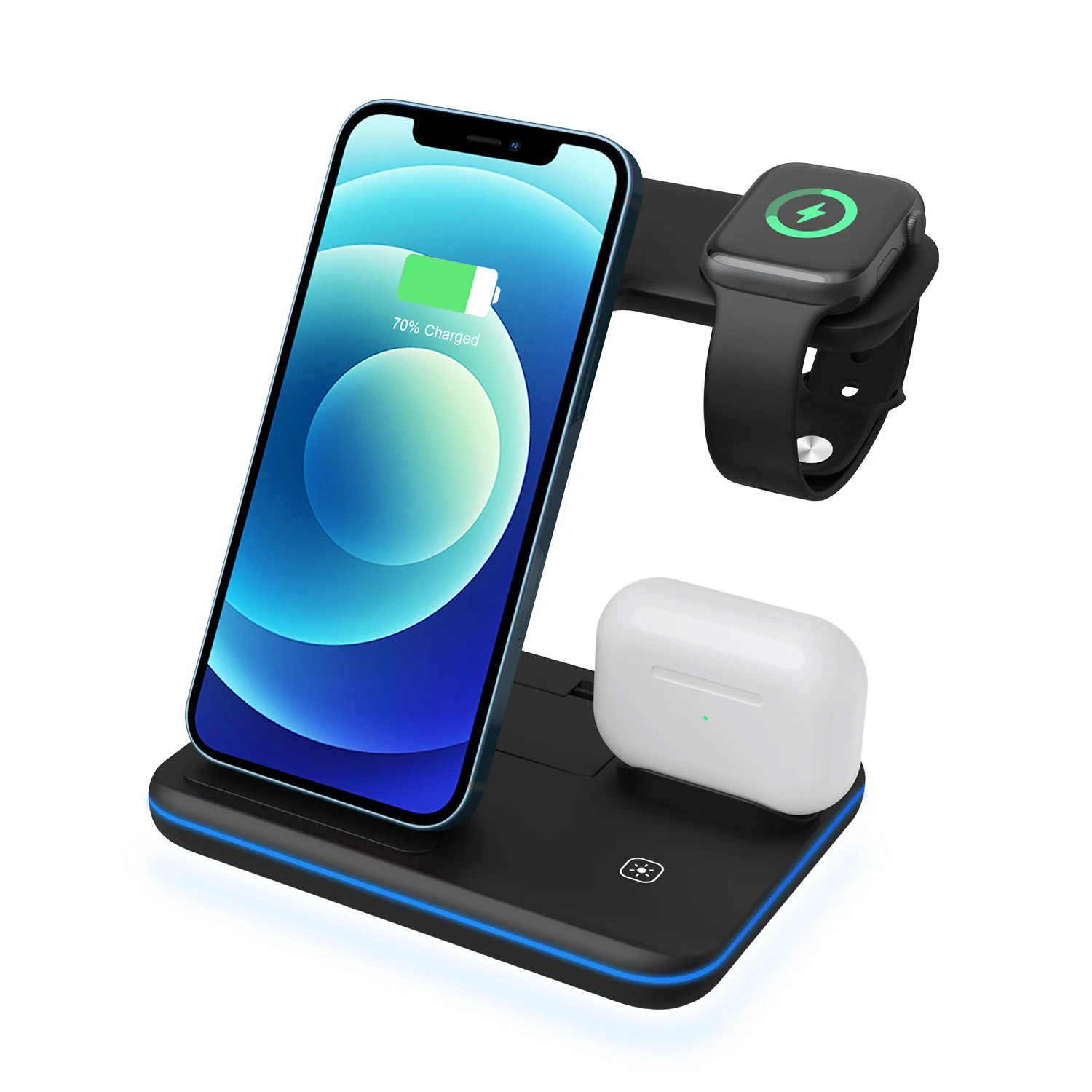 2021 fast charging 3 in 1 wireless charger station for headset earphone watch headphone smart phone