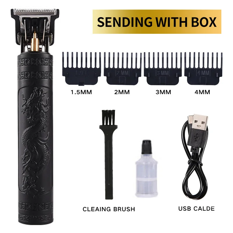 Wholesale Professional Cordless Hair Trimmer Rechargeable T Blade Trimmer Hair Clippers For Men Dragon Pattern Hair Trimmer