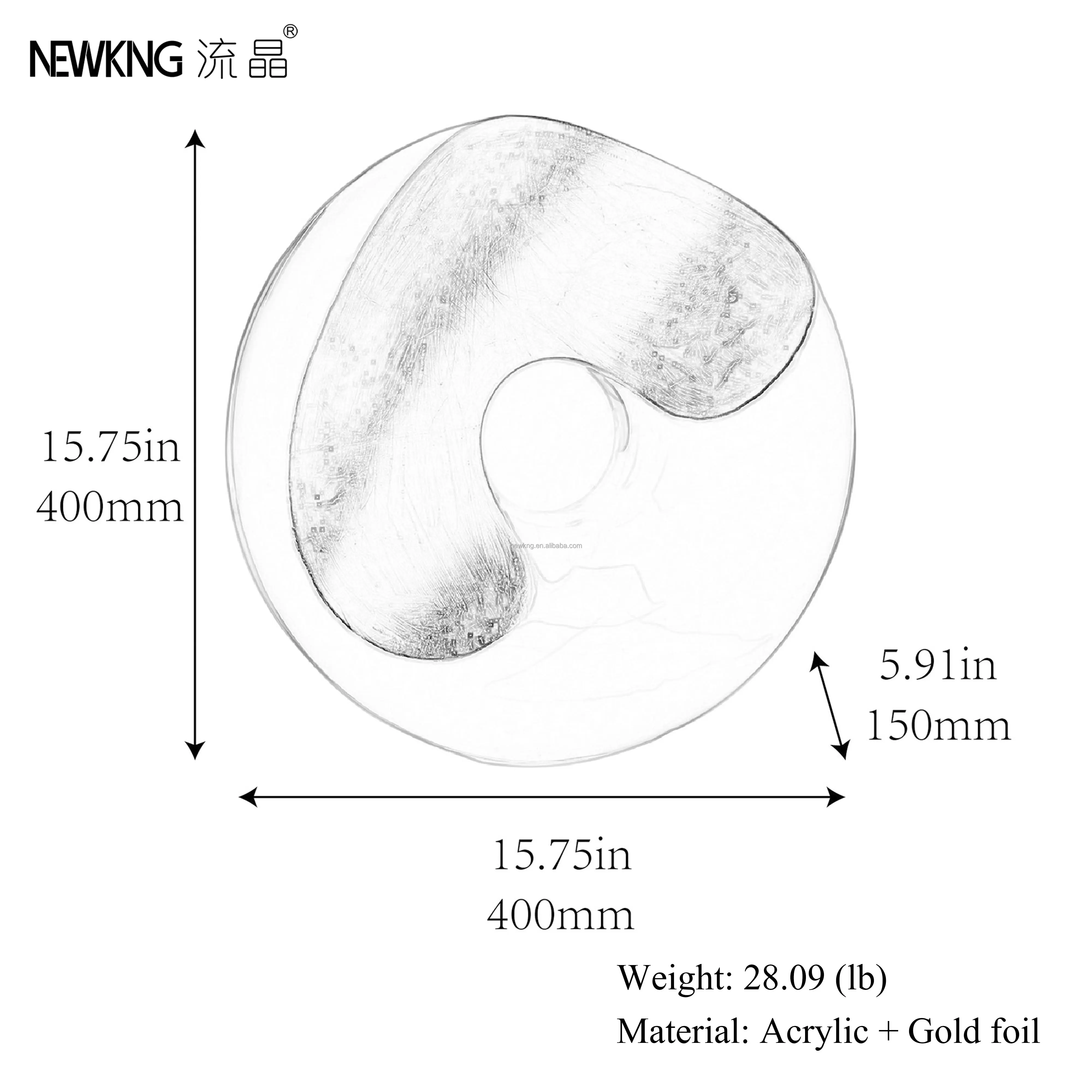 NEWKNG Custom Top Quality Luxury Acrylic not Resin Magical Mobius Ring Statue Transparent Abstract Classic Sculpture w/Gold