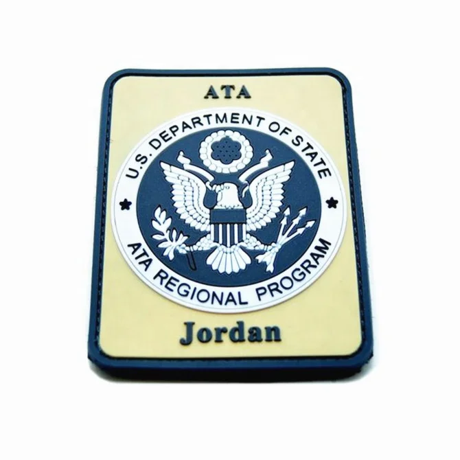 Factory emboss logo rubber clothing patches / Custom 3D PVC bag labels