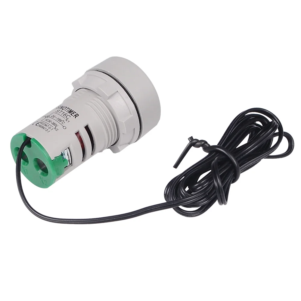 Круглый маленький мини-термометр со светодиодным индикатором, 22 мм, цифровой измеритель температуры, 50-380 В переменного тока, 220-20-°C, с датчиком 1 м