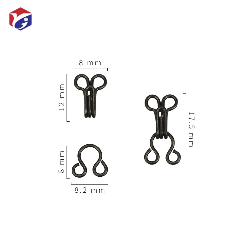 Sewing Hooks and Eyes Closure for Bra Clothing Trousers Skirt DIY Craft Good Quality Brass Material Nickel Gold Black