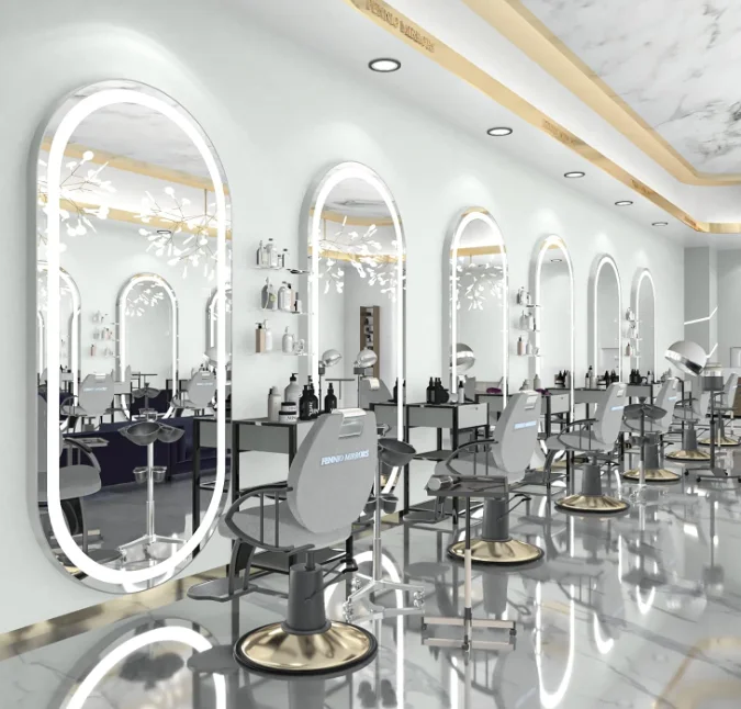 Beauty Professional Full Length Led Mirror Salon Furniture Wall Ounted Smart Salon Mirror