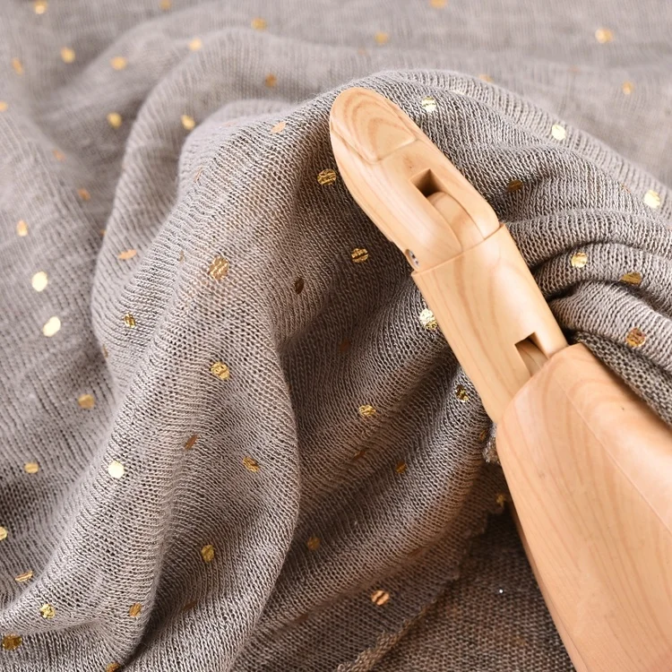 Soft Rayon Polyester Viscose Heating Foil Print Knit Hacci Fleece Fabric for